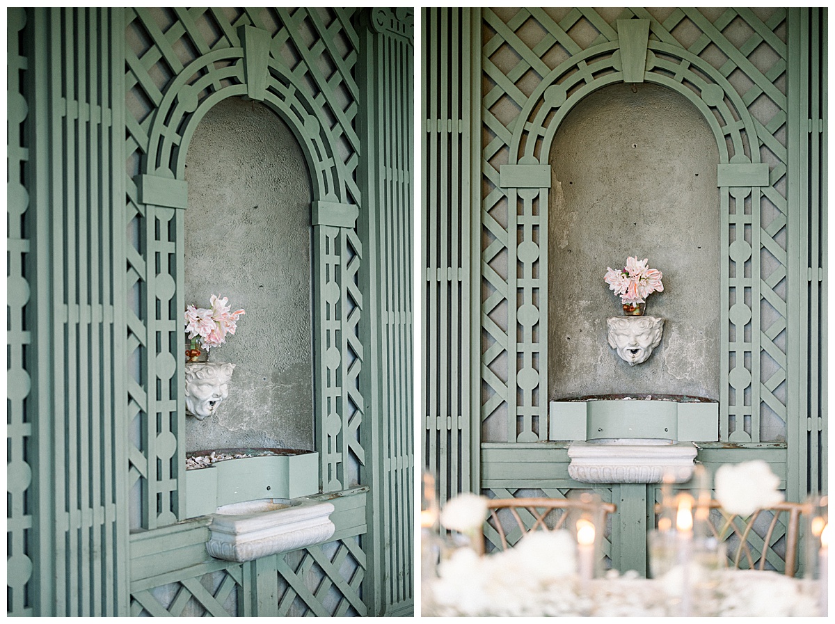 green wall details at blithewold in their sun room