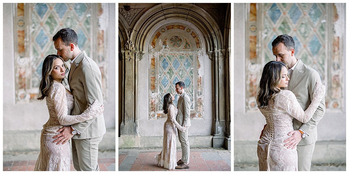 image collage of bride and groom posing at central park taken by newport rhode island wedding photographer