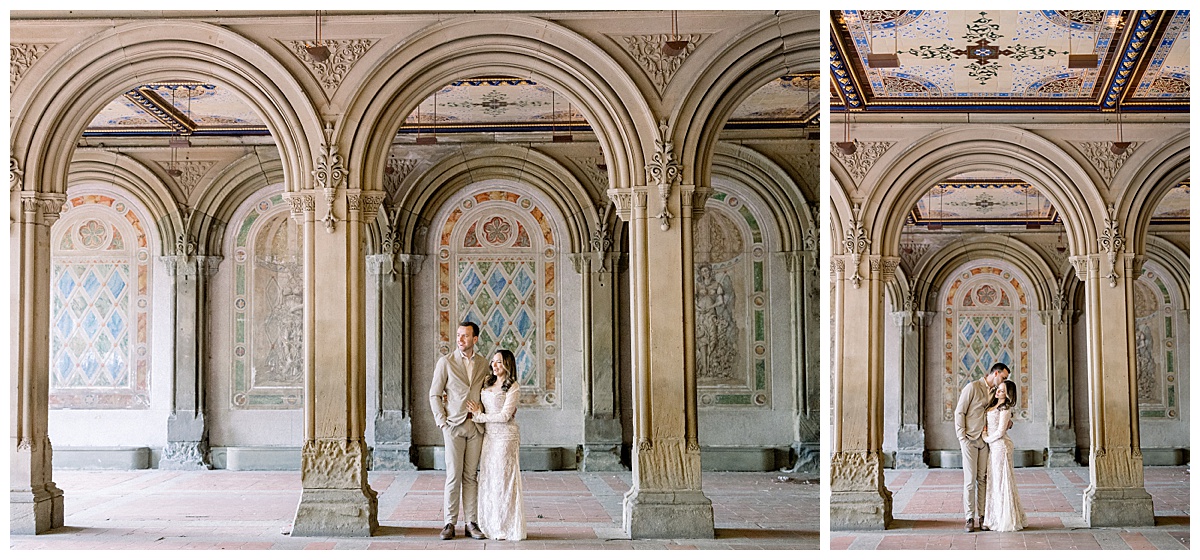 image collage of bride and groom posing at central park taken by rhode island wedding photographer