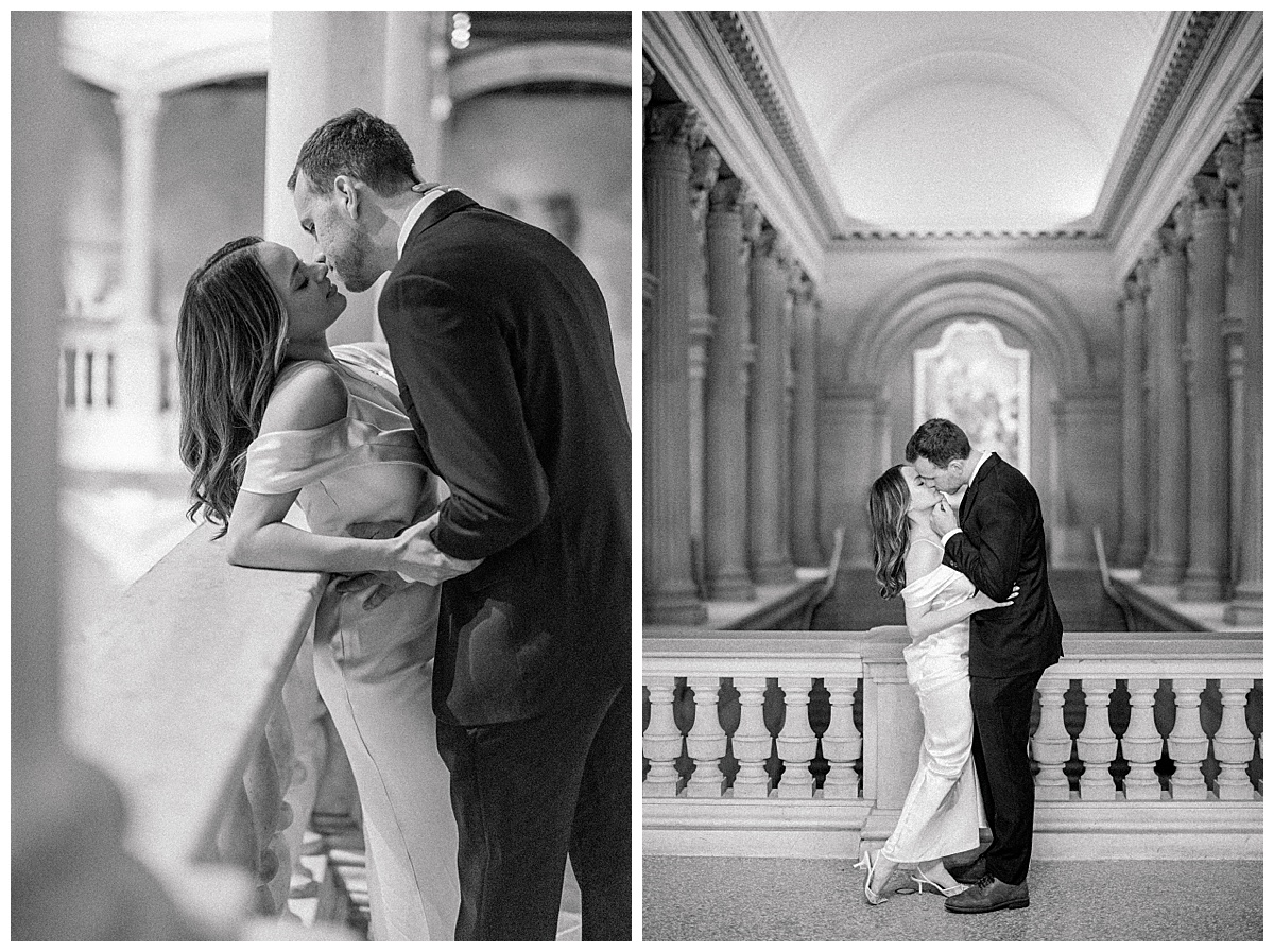bride and groom explore The Met museum during their engagement session taken by Newport rhode island wedding photographer