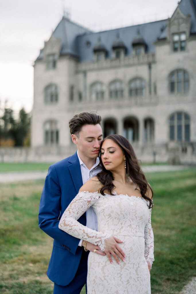 Engagement Session Locations Newport | Ochre Court Engagement Session | Newport RI Wedding Photographer Brianna Graca Weddings | Fine Art Editorial Imagery at Coastal Mansion Wedding Venues