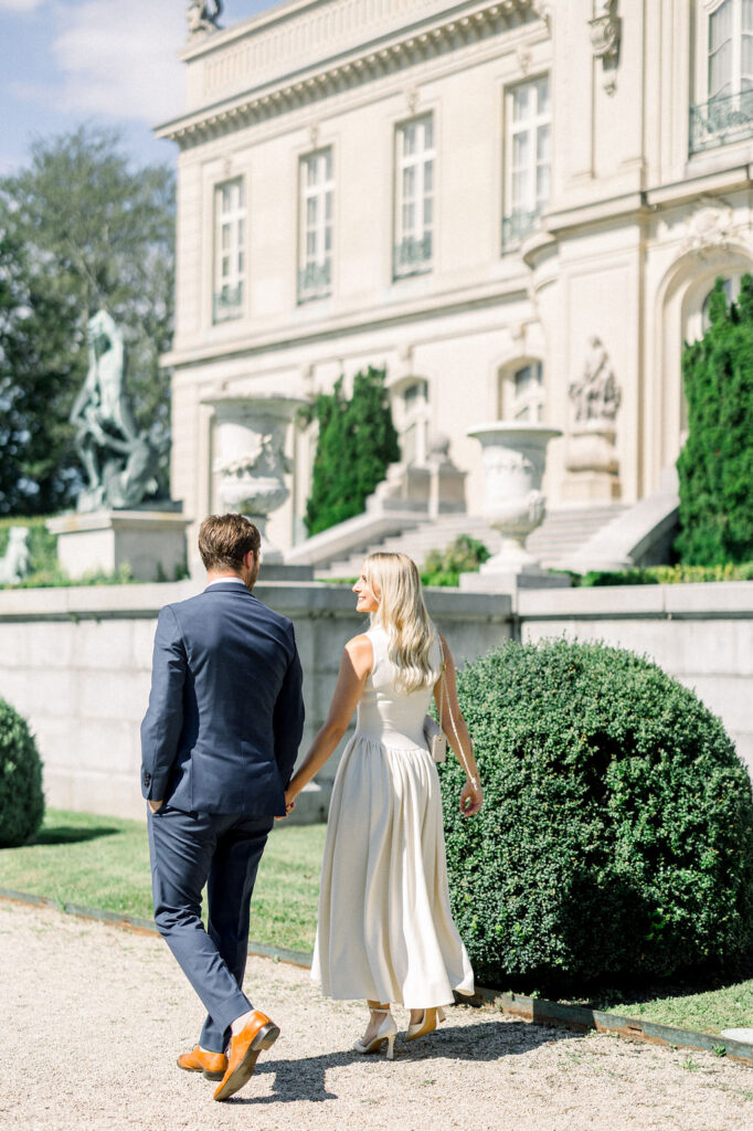 Elms Mansion Newport Engagement Session | Newport RI Wedding Photographer Brianna Graca Weddings | Fine Art Editorial Imagery at Coastal Mansion Wedding Venues