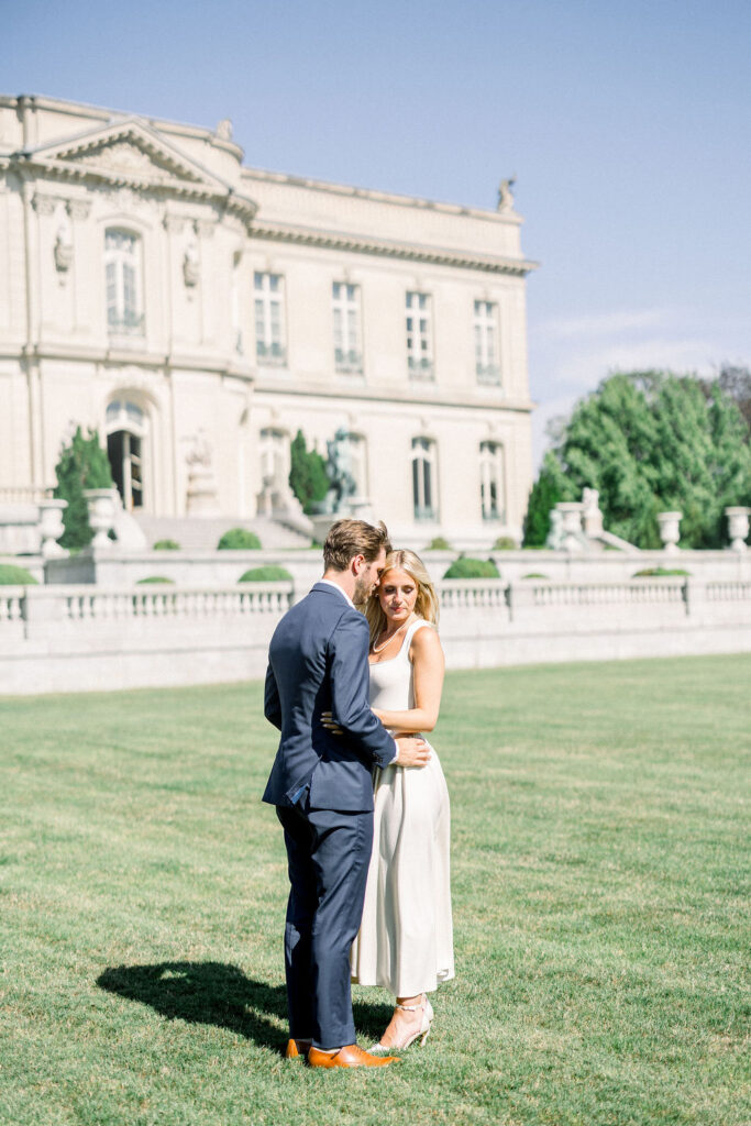 Elms Mansion Newport Engagement Session | Newport RI Wedding Photographer Brianna Graca Weddings | Fine Art Editorial Imagery at Coastal Mansion Wedding Venues