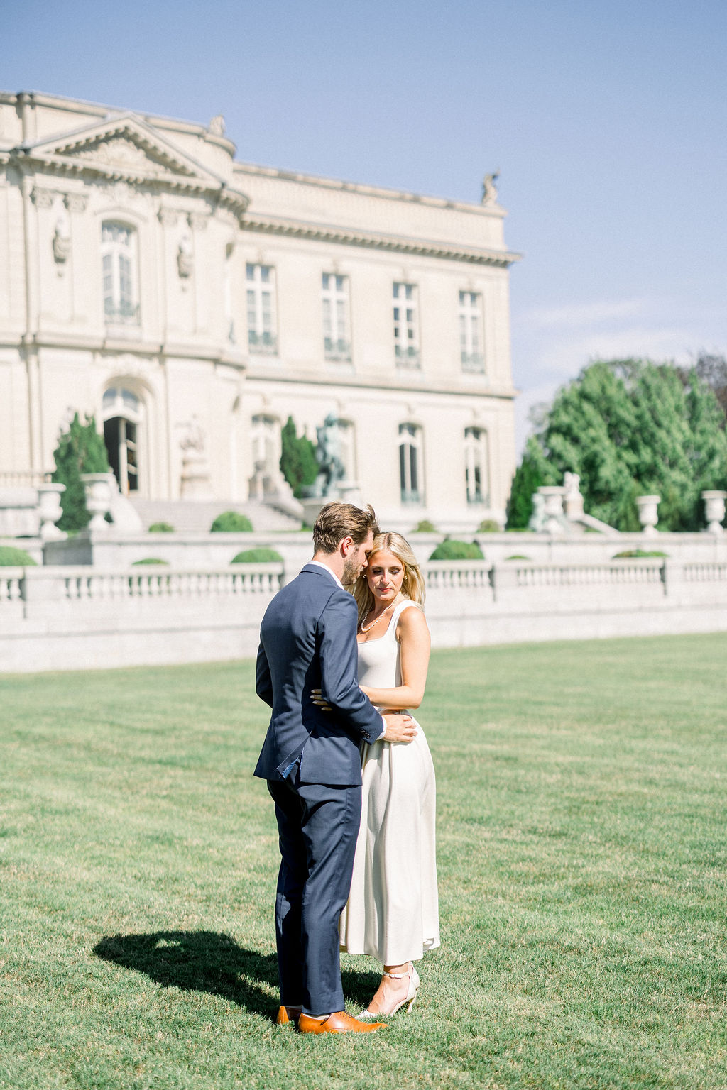 Elms Mansion Newport Engagement Session | Newport RI Wedding Photographer Brianna Graca Weddings | Fine Art Editorial Imagery at Coastal Mansion Wedding Venues